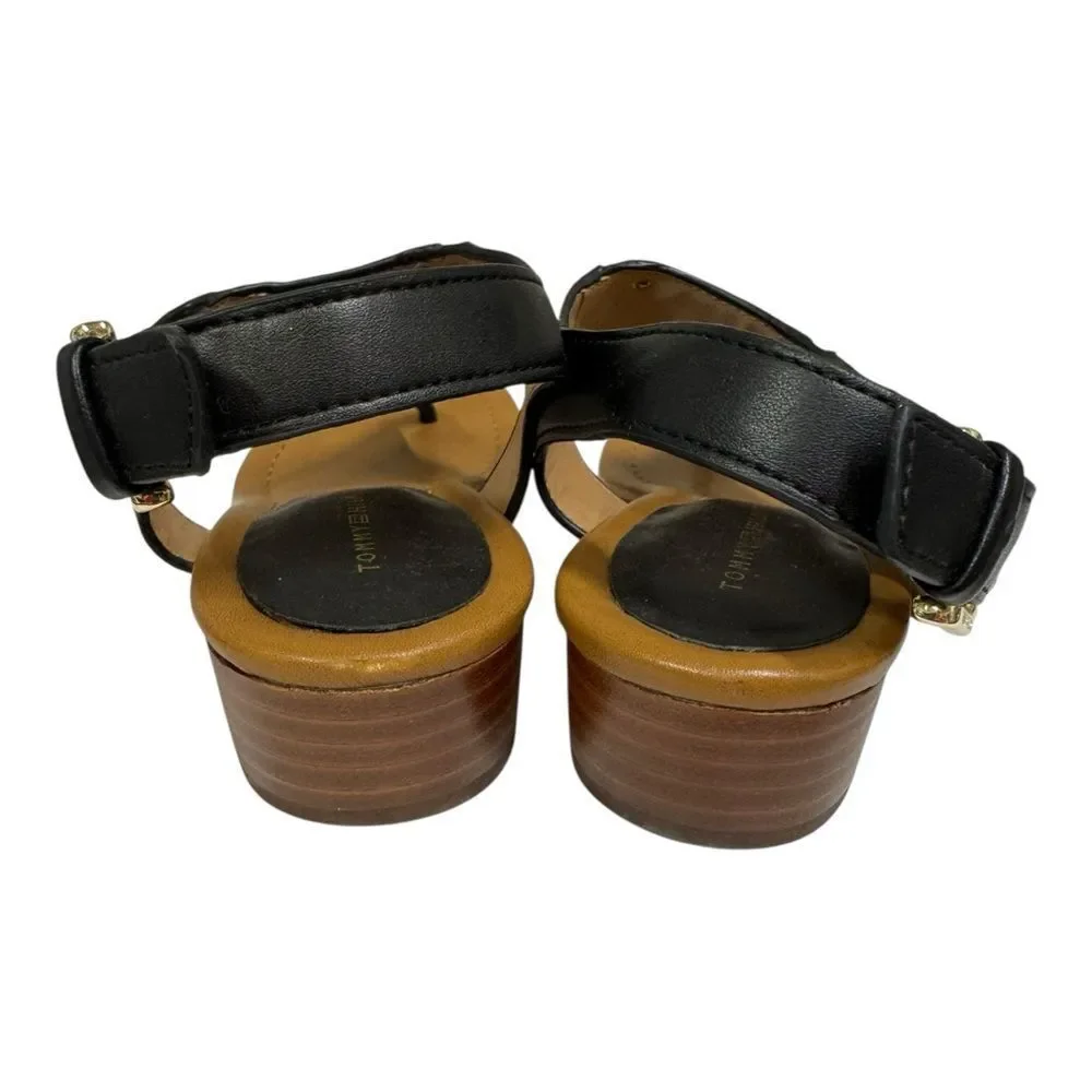 Tommy Hilfiger KIssi Women's Black Thong Low Heel Sandals 6